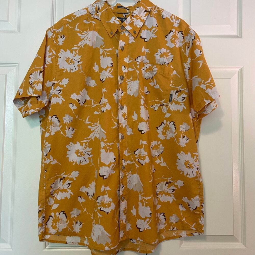 Eddie Bauer Butterscotch Baja 100% Cotton Short Sleeve Print Shirt Mens XL NWT